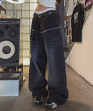 Kio two-tone layered denim pants