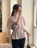 Lines Flare Pintuck Shirring Blouse