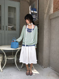 Levui Summer See-through V-Neck Layered Long Sleeve Tee