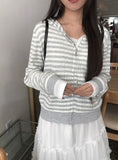 Groo Punching Stripe Knit Hood Zip-Up
