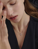 Essence Silver (W) Moissanite Ella Cross Necklace