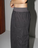 Weden Pile Banding Cotton Cargo Long Skirt