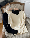 Jaylin Color Matching Collar Shirring Knit