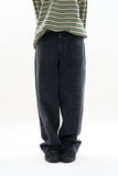 Dark real wide denim pants