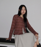 Soron Bohemian Stripe Button Cardigan