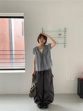 Temuk Check Frill Short Sleeve Blouse