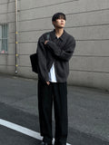 Minimal achromatic two-way cardigan