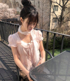 Burun Strap Frill Short Sleeve Blouse