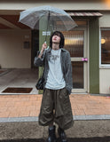 Bulky pintuck cargo Bermuda pants
