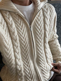 Rope high neck cable zip-up knit