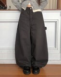 Lesion Pocket Strap Balloon Fit Cotton Long Pants
