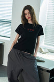 Caroline Chain Embroidered Crop Short Sleeve Tee