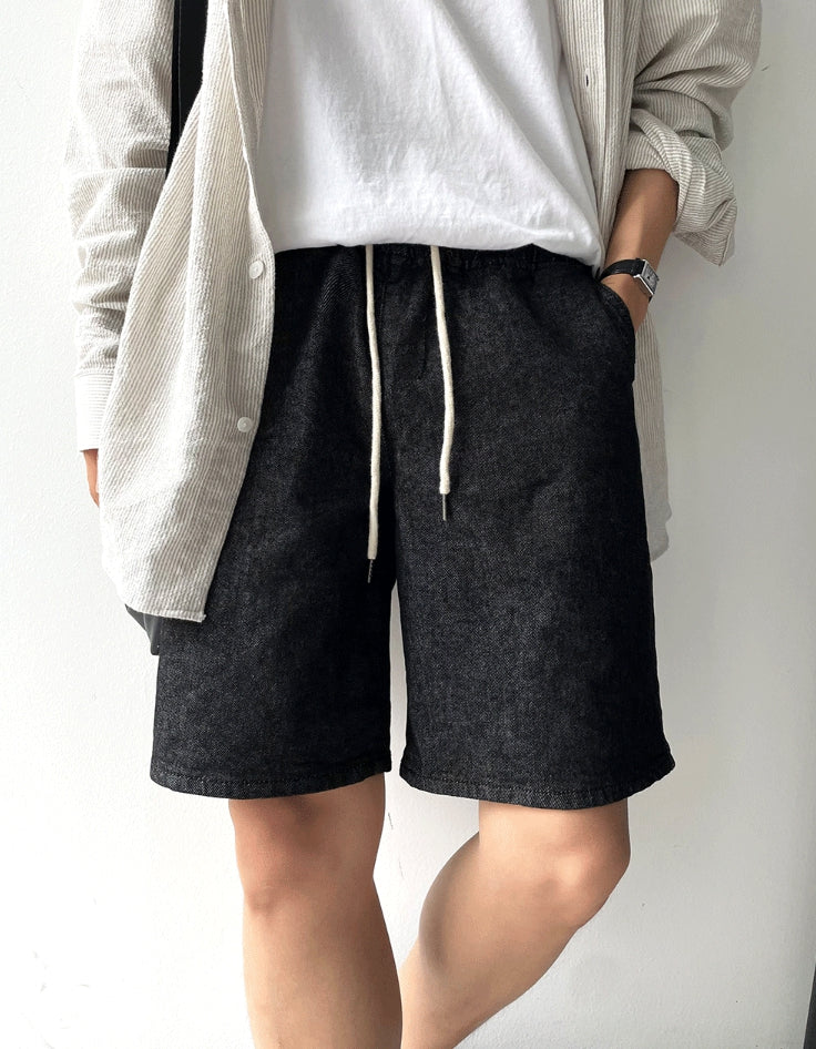 【COSYHARU】Linen wide short banding denim COSYHARU (コシハル) - リネンワイドショートバンディングデニム