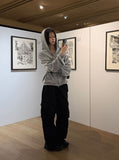 Basic Two-Way Waffle Hood Zip-Up
