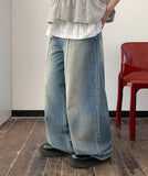 Tsuhaka Summer String Washing Wide Denim Pants