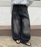 [unisex] Hiban Curved Denim Balloon Wide Pants