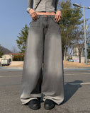 Canner black denim washing wide denim pants