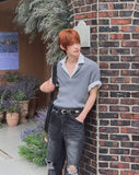 Arno Half-zip Ribbed Short-sleeve Knit