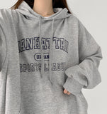 Manhattan Lettering Loose Fit Unisex Lightweight Hood T-Shirt