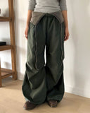Newman color matching pintuck strap wide long pants