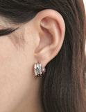 Triple Cut-Out Silver (W) One-Touch Earrings