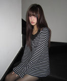 Bree Stripe Shirring Long Sleeve T-Shirt