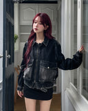 Reverse Crack Wash Two-Way Denim Jacket