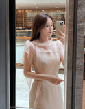 Jenia Tie Chiffon Tulip Sleeve Long One Piece