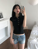 Migo Two-Button Vintage Denim Shorts