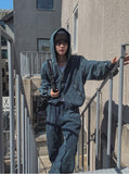 Detro Denim Track Hood Zip-Up