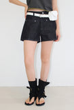 (NON-FADE) RAW DENIM SHORTS