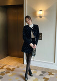Gnut Frill Velvet Jacket Skirt Set