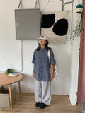 [unisex] Necket linen stripe banding pants
