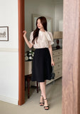 Anne Tie Pearl Puff Short Sleeve Blouse