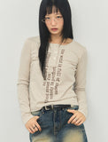 FULL OF Henley Neck Long Sleeve T-Shirt