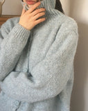 Nedic cozy ribbed collar loose fit knit cardigan