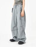 Cotton waist string parachute pants