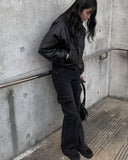 Jaki leather short padded jumper