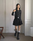 Hepo Dot Round Knit Cardigan