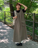 Qdoden Nylon Layered Cargo Long One Piece
