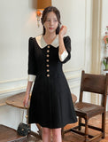 Roabi collar two-tone tweed A-line mini one piece