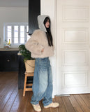 Facey Hood Layered Fur Jacket