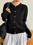 Missent Ribbed Button Round Knit Cardigan