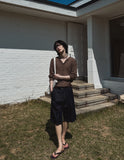 Crunchy linen ribbed round neck cardigan