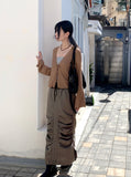 Latte Vintage Lace Strap Long Sleeve Cardigan