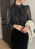 Seldin Velvet See-Through Dot Blouse