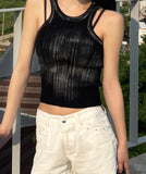Metallic Ribbed Sleeveless
