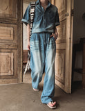 Summer ice cooling denim pants long ver.