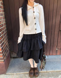 Puan High-Neck Button Knit Cardigan