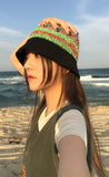 RAINBOW KNITTING BUCKET HAT